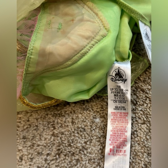 Disney TinkerBell Fairy Butterfly Costume Green Gold Sparkle Girls 7/8 Halloween - Picture 10 of 12